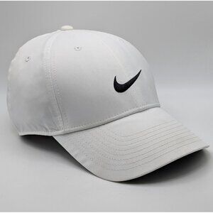 Nike Strap Back Hat White One Size OSFM Adjustable Legacy91 Dri-Fit Swoosh Golf